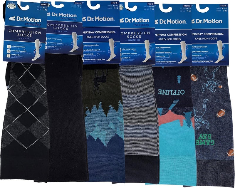 Dr Motion Men 6 pairs pack everyday compression knee high socks - Image 2